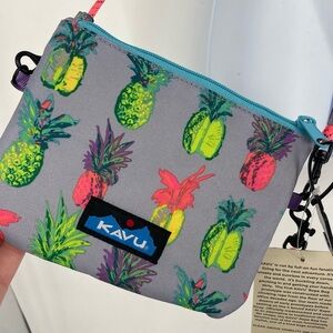 NEW Kavu Renrose Pineapple Pop Purse Crossbody Neon Blue Pink 80s Colorful Fun